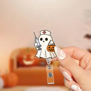 Boo Ghost Nurse Badge Reel, Cute Halloween Nurse ID Holder, Spooky Ghost Badge Clip