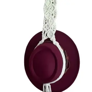 Stylish Macrame Hat Hanger for Organized Home Decor - Hanging