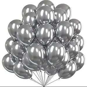 20 12IN CHROME MATALIC SILVER BALLOONS