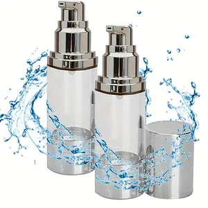 Vacuum Pump Bottle, 1/2 Counts 1oz Lightweight Portable Travel Lotion Dispenser for Makeup Foundation, Serum & Cream, Refillable Empty Leak-proof Cosmetic Bottle for Skincare