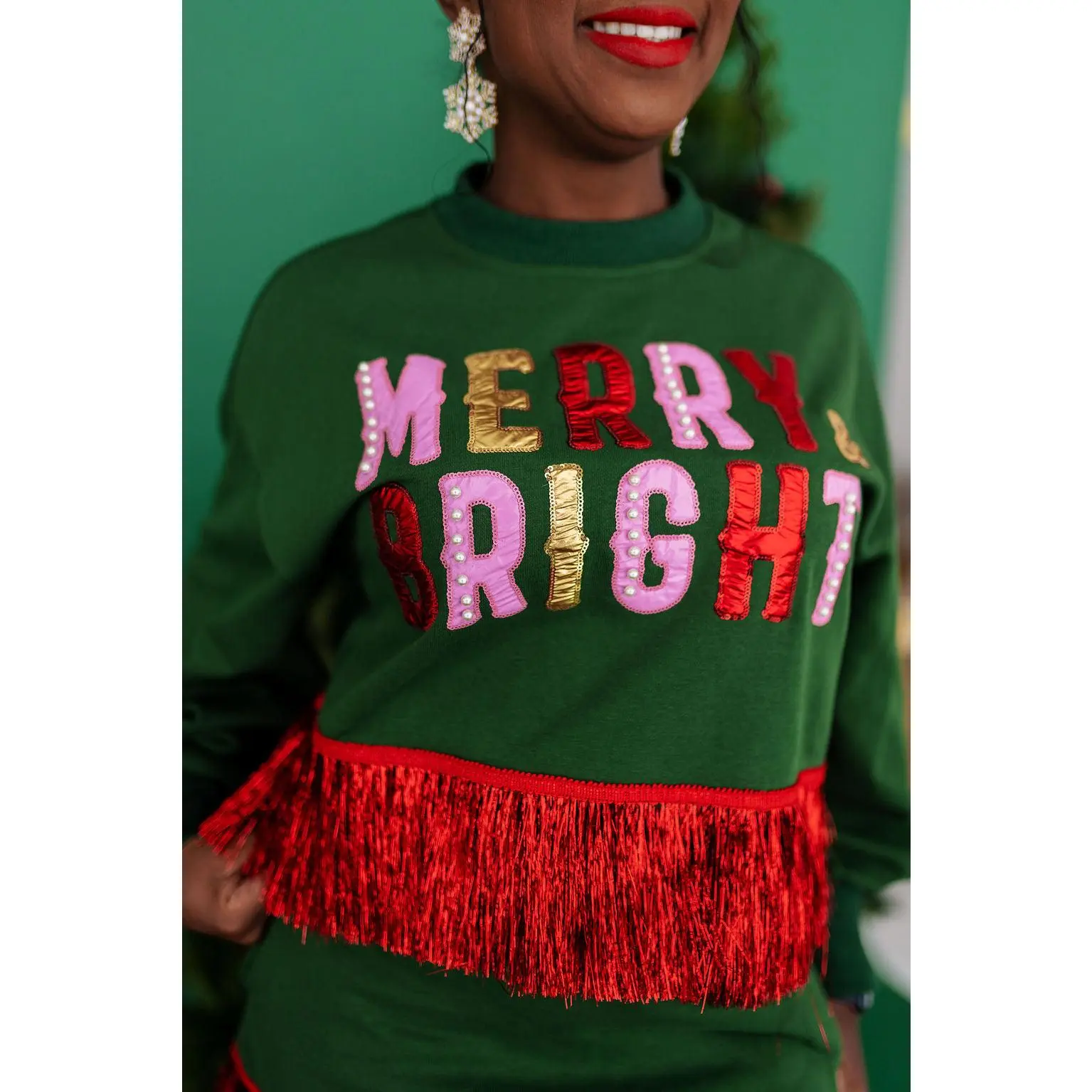 Merry & Bright Tinsel Fringe Sweatshirt