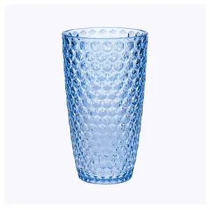 Diamond Cut Acrylic Glasses Drinking Set of 4 (19oz), Plastic Drinking Glasses, BPA Free Cocktail Glasses, Drinkware Set, Drinking Water Glasses