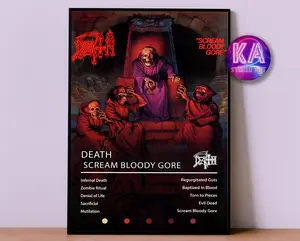 Death Poster | Scream Bloody Gore Poster | Album Poster Prints | Wall Decor Posters | Album Cover | Metal Music Poster
