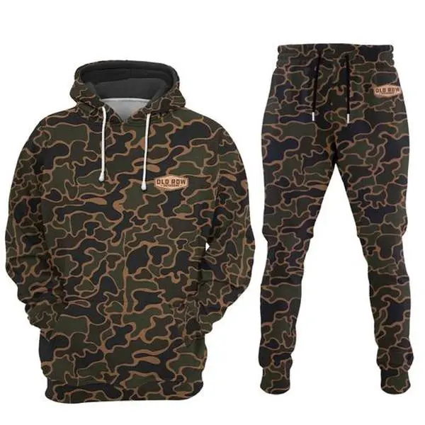 Old Row Outdoors Deer Badge Camo Hoodies and Sweatpants , Sizes S-5XL, Athletic Unisex Set – Soft Fabric, Perfect for Gym & Casual Wear