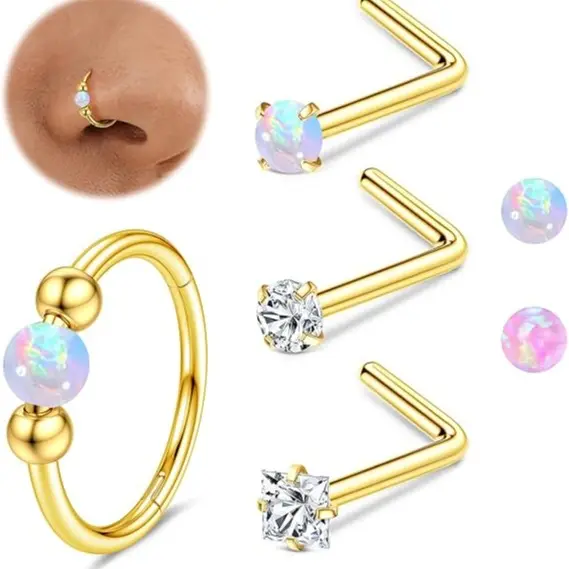 Nose Stud -Gold+Blue