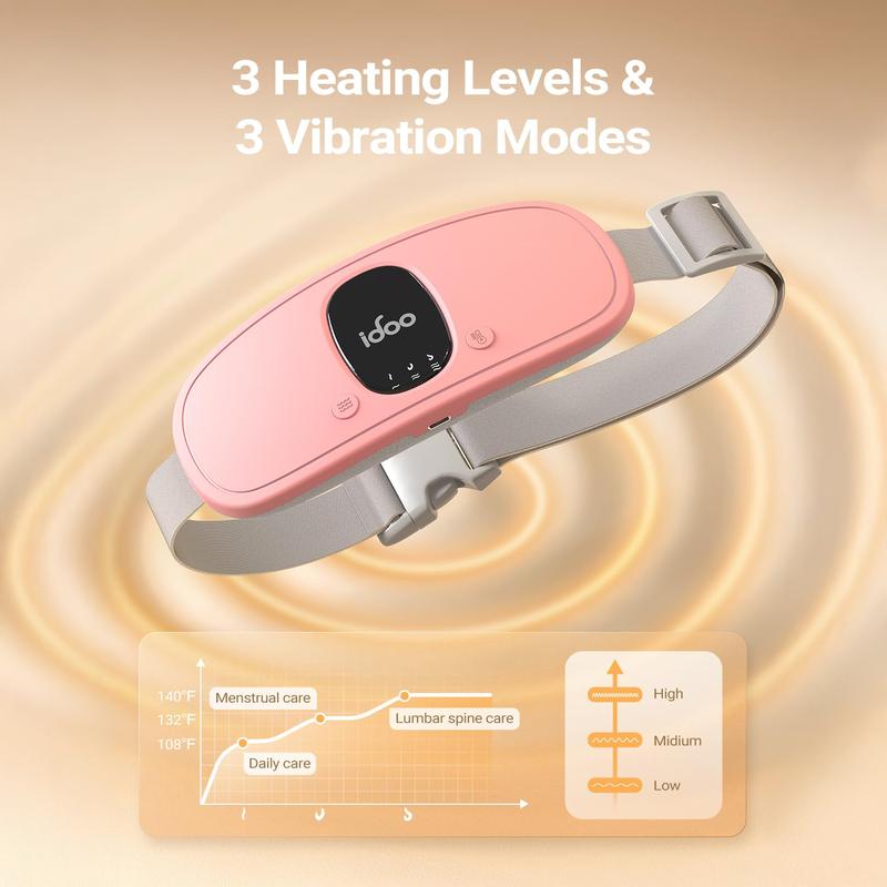IDOO Portable Cordless Heating Pad, Valentines Day Gift, Triple Vibrating Waist & Abdominal Massager for Cramps Relief, 5S Fast Heating, Perfect Gift for Women, Period Cramp Solution, Endometriosis Pain Relief