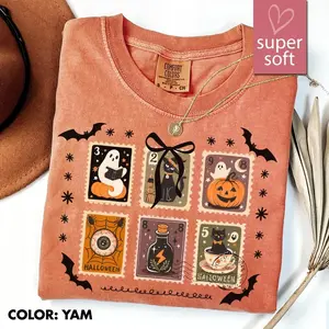 Comfort Colors Halloween Shirt, Retro Ghost Outfits, Cute Fall Tee, Women's Halloween Tee, Pumpkin Season Gift