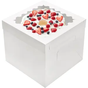 10 count Cake Boxes 12 Inch,12x12x10in Tall Cake Boxes with Window,10in 12in White Bakery Boxes with ,Large Baking Boxes,Square Bakery Boxes for Multi-Layer Cakes