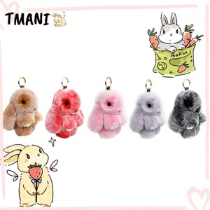 Cute Bunny Rabbit Keychain, Easter Gifts for Her, Soft Fluffy Car Keychain, Pom Pom Key Rings Charm Key Chain for Bags, Phones, Fashion Accessories for Women & Girls & Kids - 7in Without Box FallFreshness