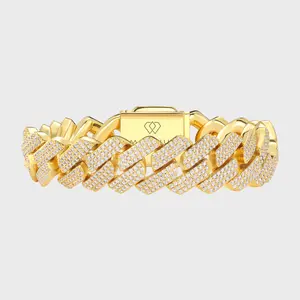 Iced Prong Cuban Bracelet (Gold) - 20mm