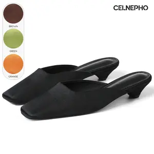 CELNEPHO Slide Sandals for Women Square Toe Mules Kitten Heel Comfortable Sandals Easy Slip on Heeled Sandals Casual Wear Date Dance Gift Party Dress Shoes Deals For You Days