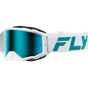Zone Elite Goggles – White / Teal with Blue & Teal Mirror / Sky Blue Lens