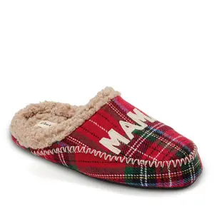Dearfoams Women's Mama Bear Plaid Clog Slipper