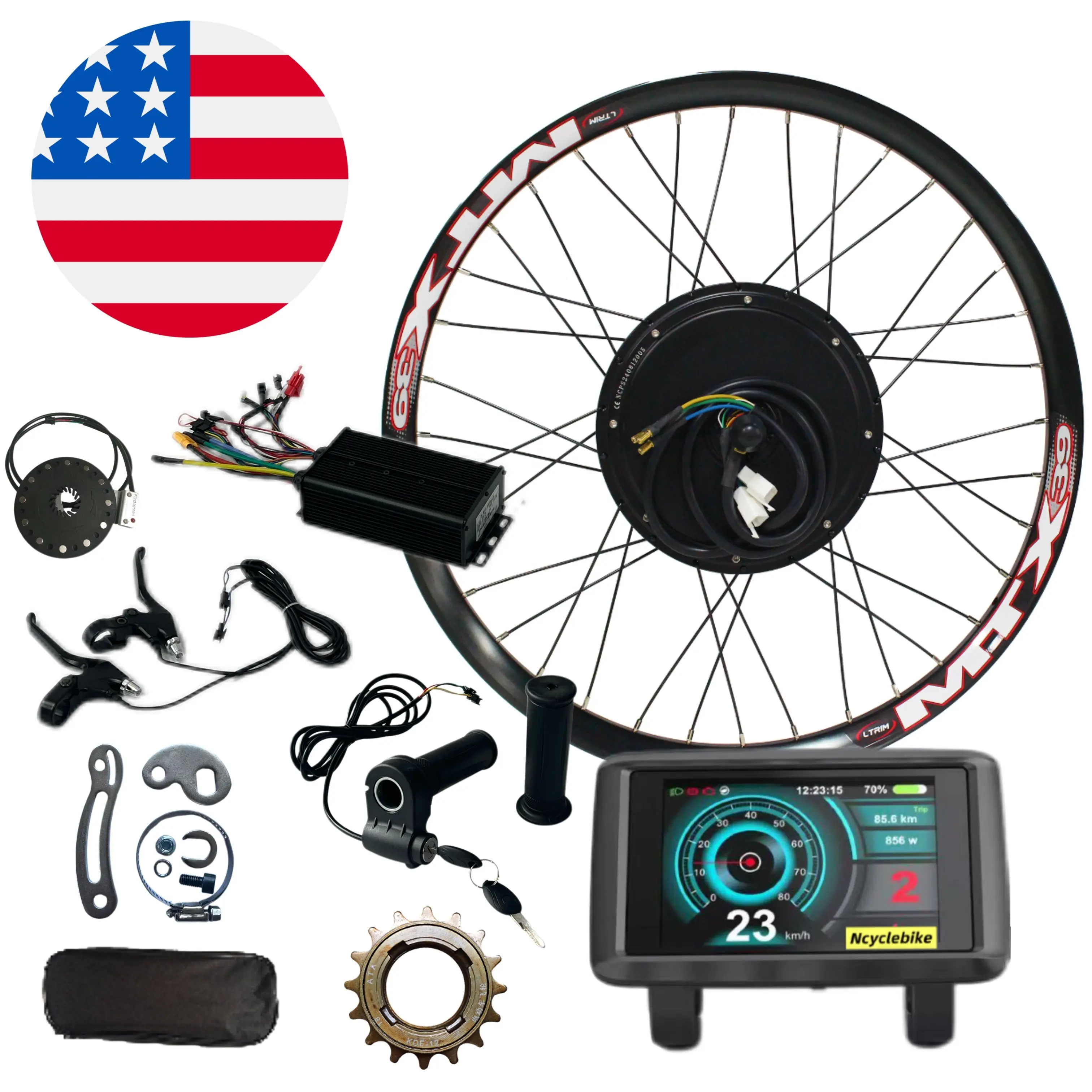 3000W MTX39 Rear Wheel Ebike Conversion Kit 80A Controller UKC1 Color Display