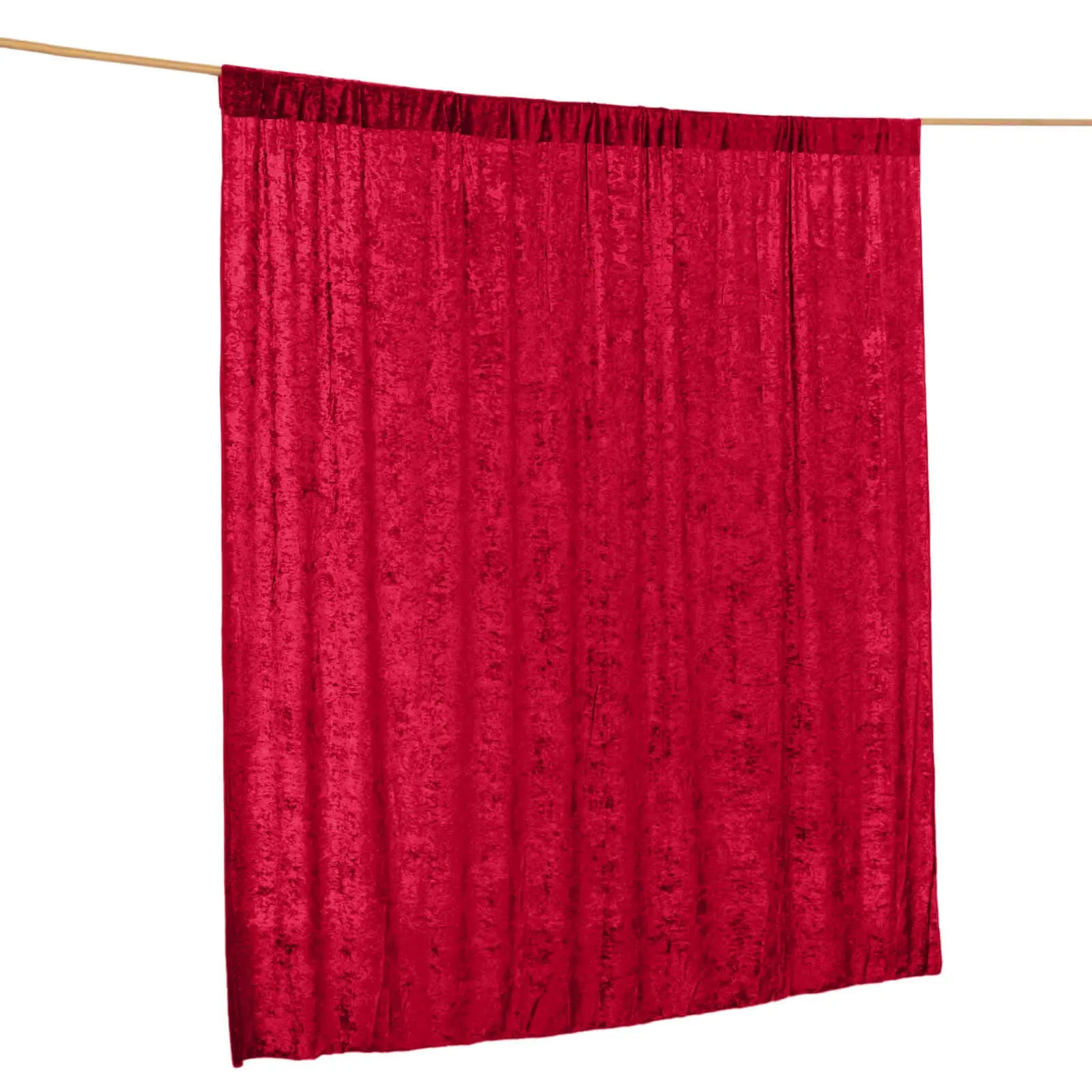 Crushed Velvet Backdrop Curtain - Red 8ft x 8ft Event Drape with Rod Pocket, Privacy Panel for Wedding Party & Party Backdrop Decoration, Wedding Party Backdrop