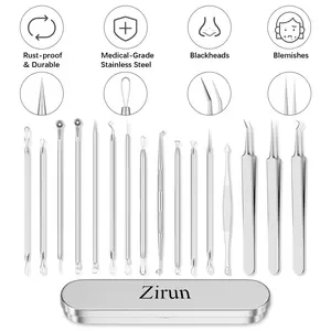 Blackhead Remover Kit, Pimple & Comedone Extractor, Multi-Function Pore Cleansing Tools – Medical-Grade Stainless Steel, Precise & Skin-Safe, Non-Slip Handles, Rust-Resistant, Portable Gift Case, Professional Facial Care for Home or Salon – 15-Piece Set