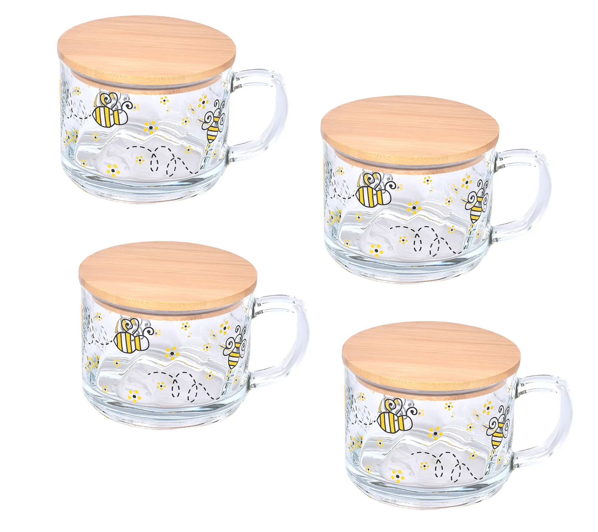 Temp-tations Set of (4) 16-oz Glass Mugs with Wood Lids Dinnerware Kitchenware Temp-tations Set of (4) 16-oz Glass Mugs with Wood Lids Dinnerware Kitchenware