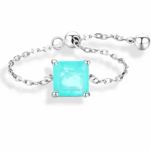 Ring Sterling Silver 925 Ring Chain ADJUSTABLE any size, Turquoise blue Stone, Rings Jewelry for Women Men Great as a gift in a box