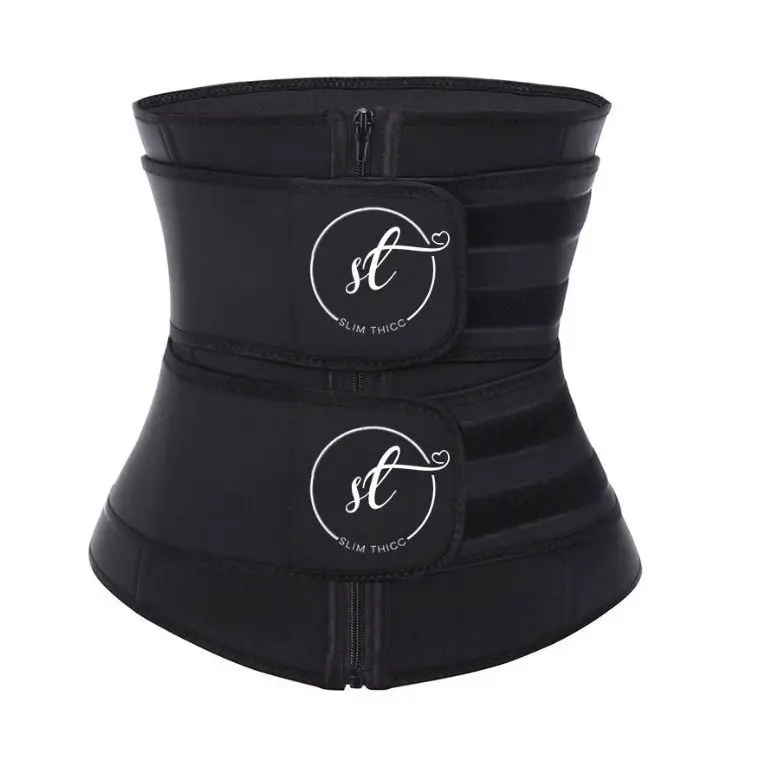 Slim Thicc Waist Trainer with Zipper & Double Strap - High Quality and Durable Sweat Belt for Women Fitness Shapewear Compression Womenswear