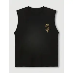 Pure cotton T-shirt creative DIY custom T-shirt, men's casual sports vest, printed with knife pattern, crew neck sleeveless top, suitable for gym and casual wear
