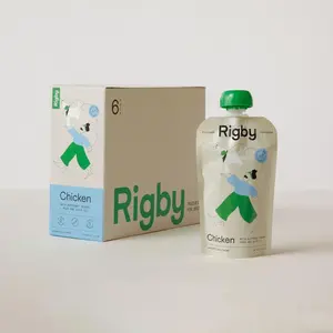 Rigby Organic Chicken Squeeze Pouch Treat For Dogs - 6 Pack - Low Calorie Snack with Butternut Squash Peas & Olive Oil - Perfect for Training Meal Topping & On-The-Go Adventures