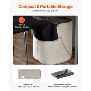 VEVOR Under Desk Space Heater, Rollable Foot Warmer Portable for HomeOffice, Timer Secure, Quiet for Legs, Ankles, TouchRemote Control Personal Electric Round Surround Warming Pad, Over-Heat Protection