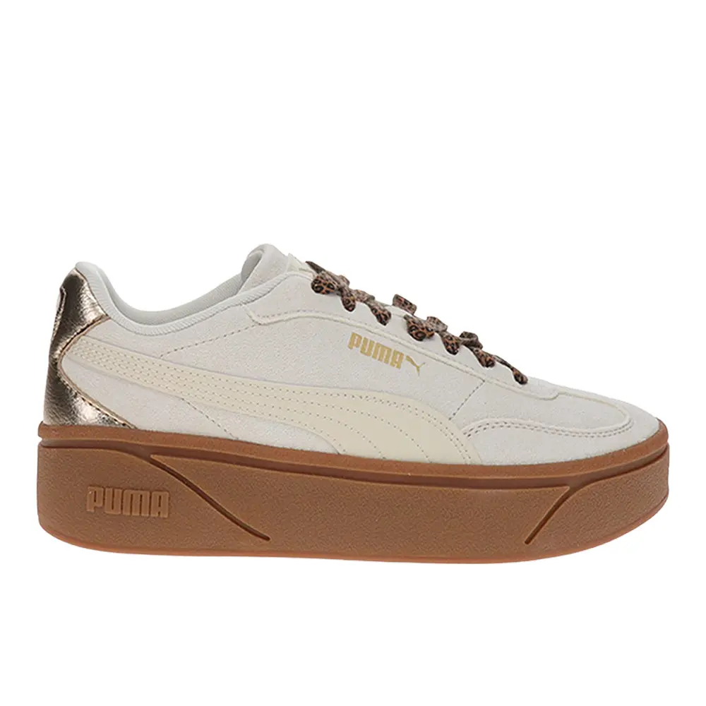 PUMA Womens Club Ii Era Platform Lace Up Sneakers Shoes - Gold, Off White