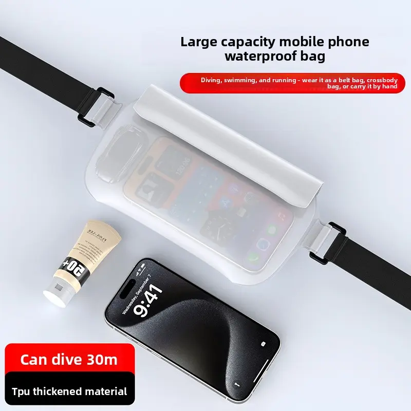 Swimming mobile phone waterproof fanny pack, diving and rafting, large-capacity waterproof bag, sports fanny pack.