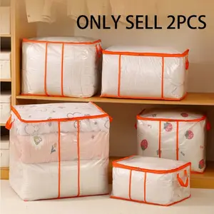 2pcs Transparent Quilt Storage Bag Moving Luggage Packing Bag(XXL+XXXL), PVC Material Dustproof Moisture-proof Anti-fouling, Extra Large Capacity Clothes Quilt Storage Finishing Special Bag