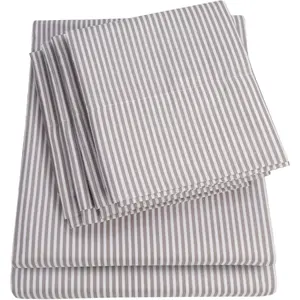 Cal King Size Bed Sheets - 6 Piece 1500 Supreme Deluxe Collection Deep Pocket Ultra Soft California King Sheet Set Bedding - 2 Extra Pillow Cases, California King, Classic Stripe Gray