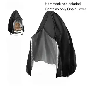 Patio Egg Chair Cover Waterproof Wicker Swing Egg Chair Cover with Zipper and Bottom Buckle Single Seat for Outdoor Furniture, Black