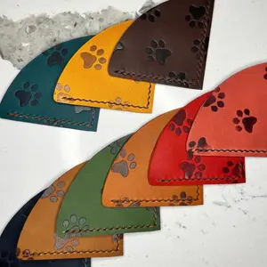 Leather Pawprint Corner Cover Bookmark