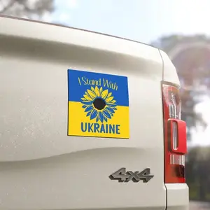 I Stand with Ukraine Bumper Magnet, Support Ukraine Car Sticker, Ukrainian Flag Magnet for Vehicles, Waterproof Vinyl