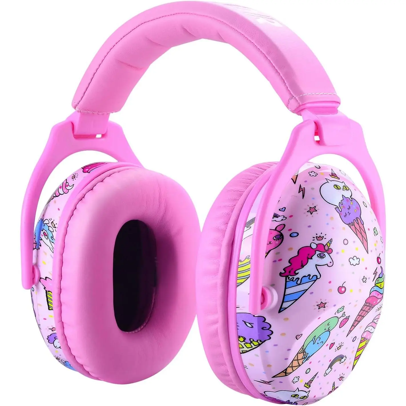 3C9-HPS023 Over Ear Ear Protectors, SNR 27dB Noise Cancelling Safety Earmuffs with Durable Composite Material & 0.95in Soft Leather, for Outdoor Play - Pink Ice Cream