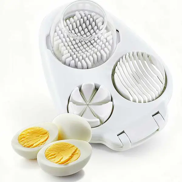 3-in-1 Multifunctional Steel-Plastic Utensils - Space-Saving Compact Tool for Boiled Eggs, Century Eggs, Strawberry Slices, Easy to Clean, Ideal for Salad Prep