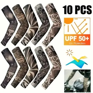 10pcs Cooling Arm Covers Fashionable Breathable Covers for Cycling Tattoos And Outdoor Activities Sun Protection And Parties to Wear Light And Elastic