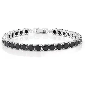 Black Moissanite 925 Silver, 1 Gram, Women's Bracelet, 30 Moissanite, Bracelet, 925 Silver, Moissanite, Women, Gift Box