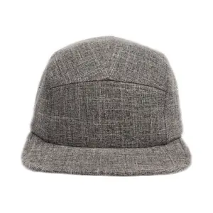 HatPhile Heather Gray 5-Panel Hat – Sleek Versatile Camp Cap with Adjustable Strap for Comfort and Durability