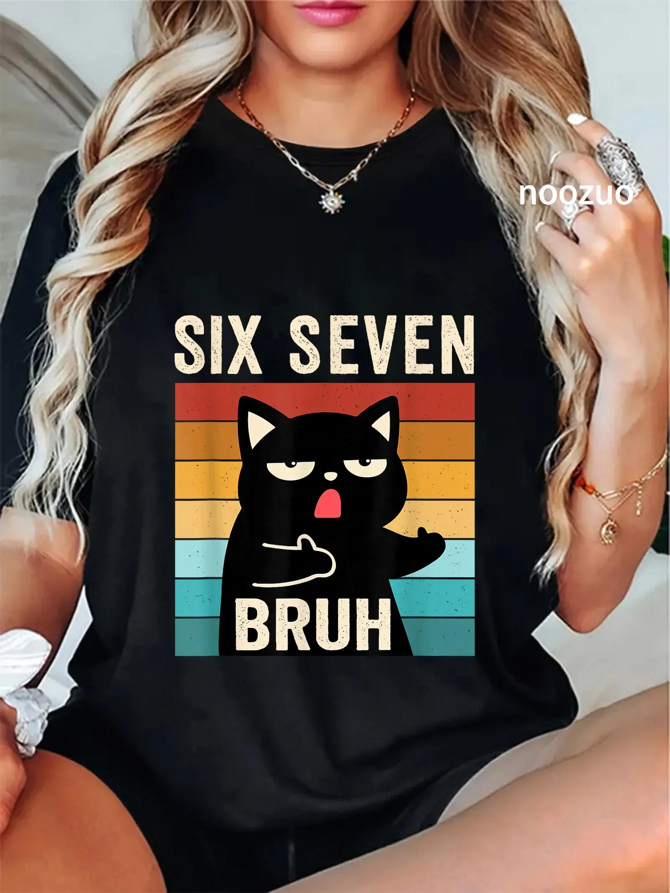 100% Cotton Funny 67 Meme Bruh with Cat Boys Girls Six Seven Bruh T-Shirt
