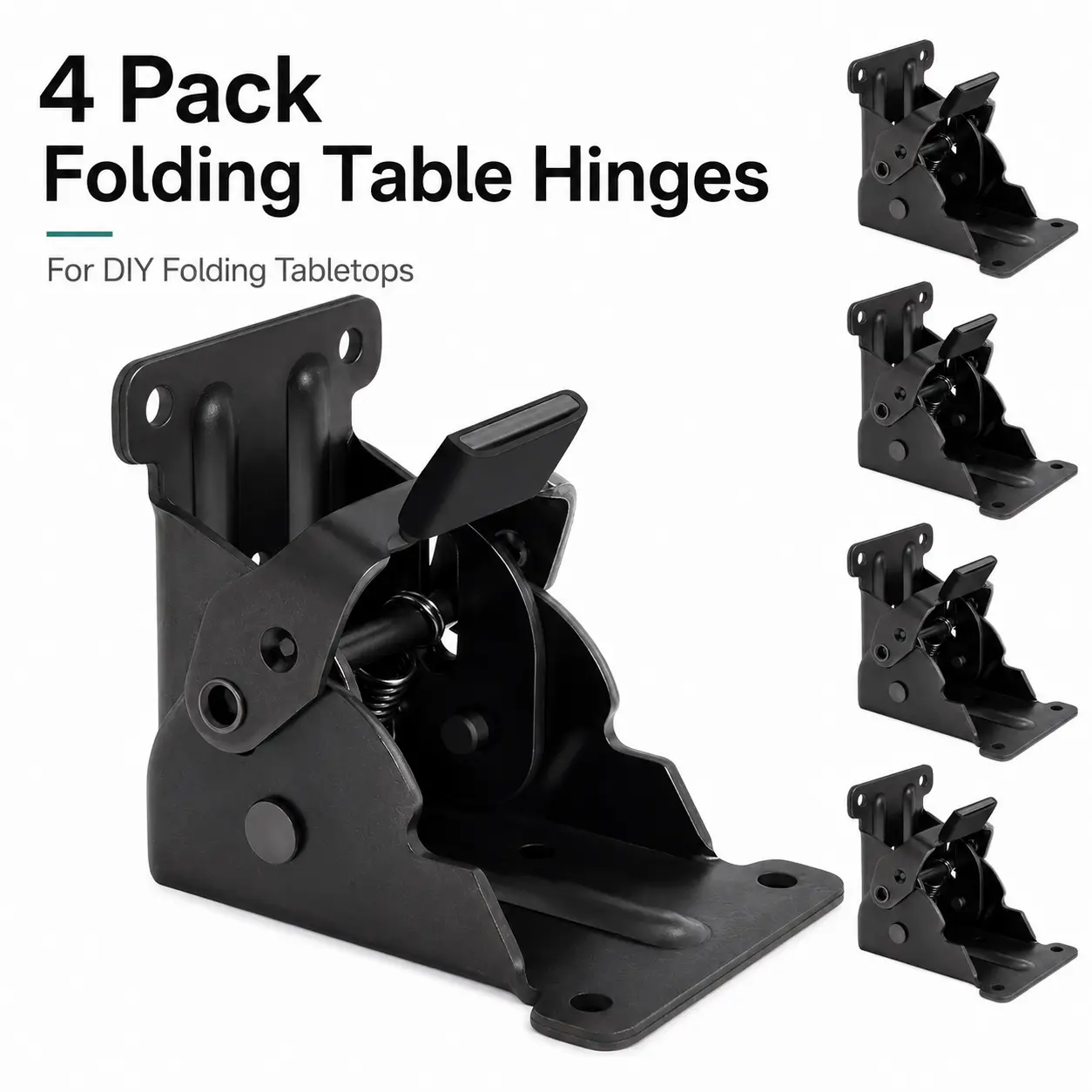 4 Pack 180 Degree Self-Locking Folding Table Hinge, Heavy Duty Table Leg Bracket for Foldable Desks, Camping Tables & Furniture