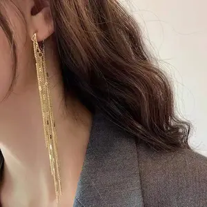 Women's Long Tassel Chain Threader Earrings, Hypoallergenic Trendy Dangling Artificial Gemstone Jewelry, Ideal for Bride Party Prom, Mother's Day Gifts (Earring for Women)