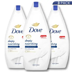 Dove Body Wash Deeply Nourishing (3 Pack) 15.2oz / 450ml - Moisturizing and Refreshing