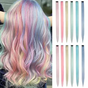 12 count Multicolor Clip in Hair Extensions Mix tinsels,22 Inch Colored Hair Extensions,2 in 1 Rainbow Hair with  Tinsels, Hair Extensions ,Colorful Party Highlights for  Girls(6 colors)