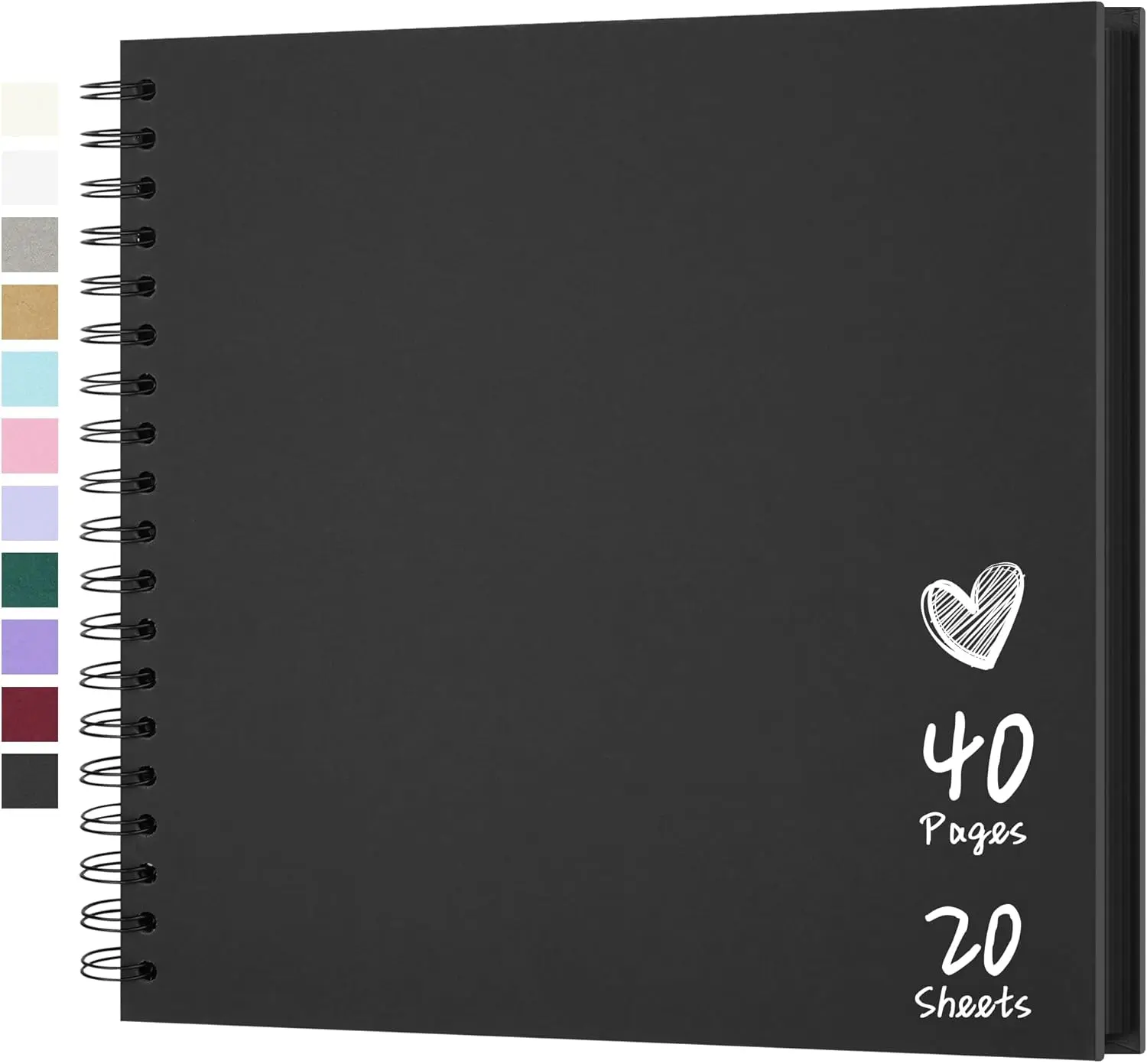 Scrapbook Photo Album 10"x10" 20 Sheets 40 Pages Hardcover Kraft Paper | Black DIY Scrapbook Album Perfect for Polaroid 4x6 / 5x7 Photos, Customizable Memory Book for Family, Wedding & Guest Book