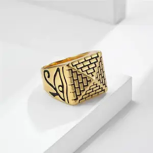 Eye of Horus Pyramid Stainless Steel Unisex Ring - Retro Egyptian Pharaoh Design