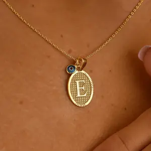 Evil Eye Initial Medallion Necklace, Customized Initial Necklace, Initial Personalized Necklace, Initial Keepsake Necklace, Evil Eye Symbol Necklace, Turkish Nazar Necklace, Evil Eye Birthday Necklace Letter Medallion Necklace, Letter Anniversary Necklace
