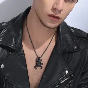 FaithHeart Punk Jewelry Scorpion Pendant Necklace for Men Women