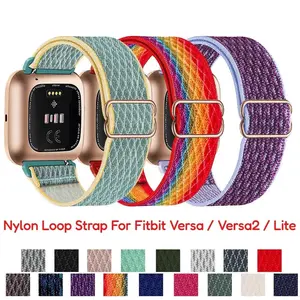 Stretchy Bands For Fitbit Versa/ Fitbit Versa 2/ Versa Lite/ Versa SE Nylon Fabric Wristband Wrist Bands Watch Scrunchie Band Strap Smartwatch Accessories Elastic Bohemian Nylon Loop Bracelet Correa Adjustable Breathable Watchband Women Men Sport Bracelet