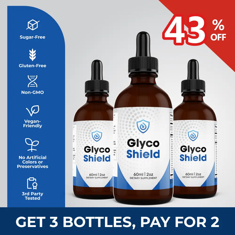 GlycoShield – 3 Bottles - 100% Natural – 20-in-1 Herbal Liquid Formula – With Ch...