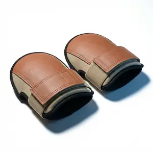 VEVOR Knee Pads for Work, Durable Leather Construction Pads, Machine Washable Work Knee Pads, Easy to Wear and Take off, Extra Thick Knee Support for Gardening Flooring and Cleaning, Black and Brown